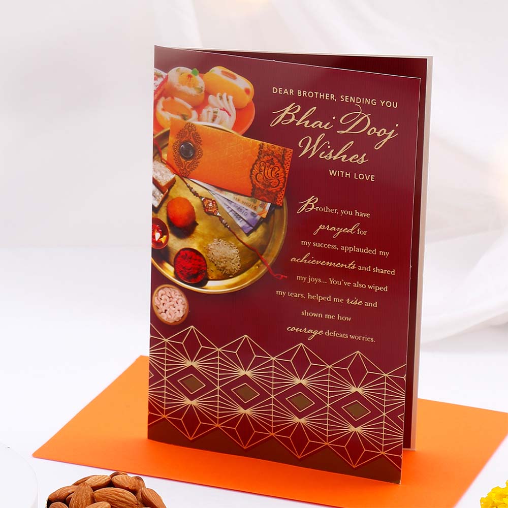 Dear Brother Bhai Dooj Greeting Card with Dry Fruits