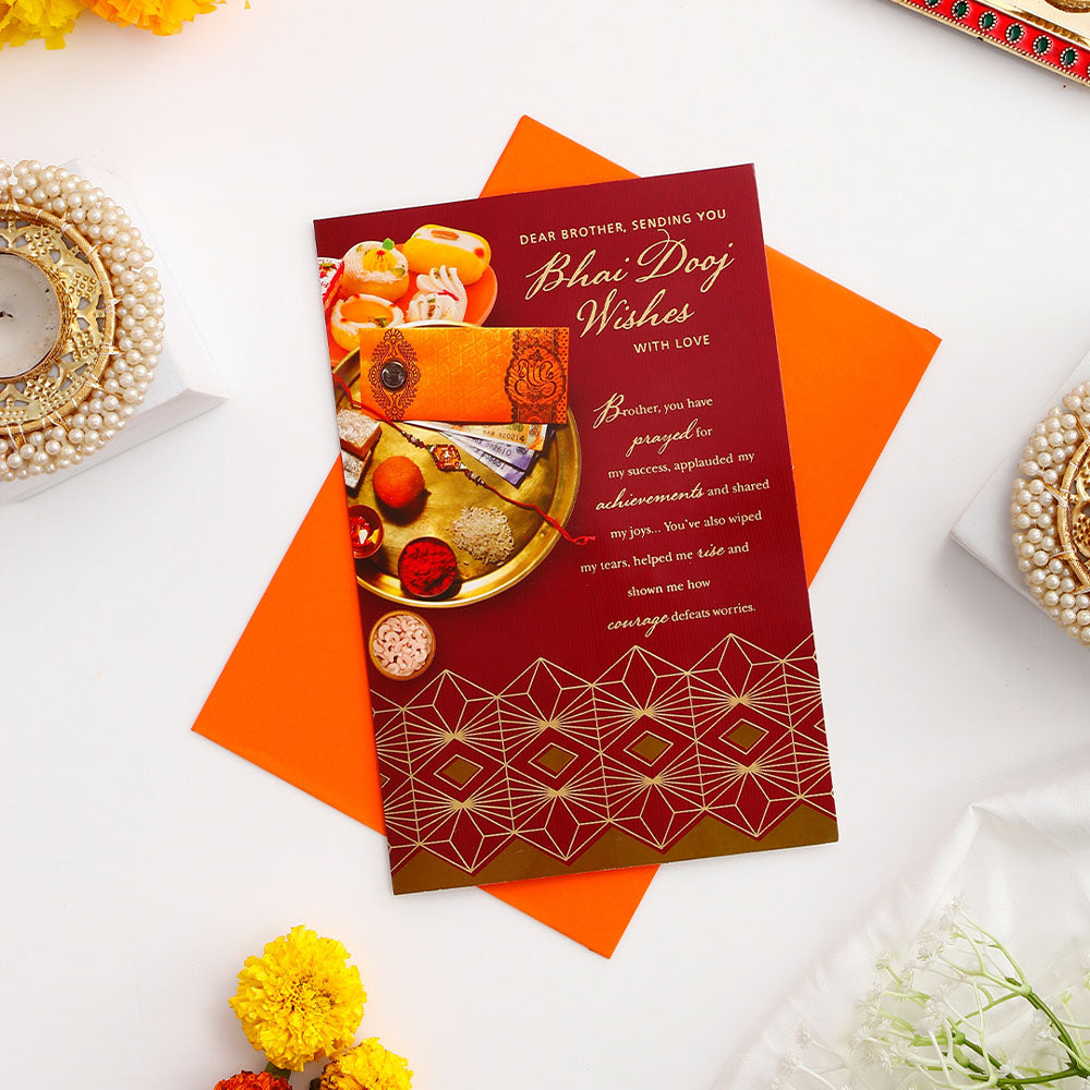 Dear Brother Bhai Dooj Greeting Card with Soan Papdi