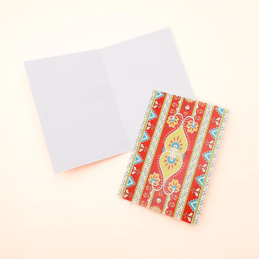 Pack of 50 Ethnic Paisley Stripe Greeting Card