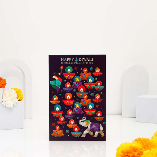 Special Hersheys Chocolate and Diya with Greeting Card Gift Set