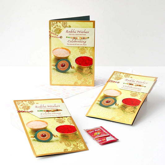 Pack Of 3 Rakhi Wishes Sacred Rakhi Greeting Card With Envelope