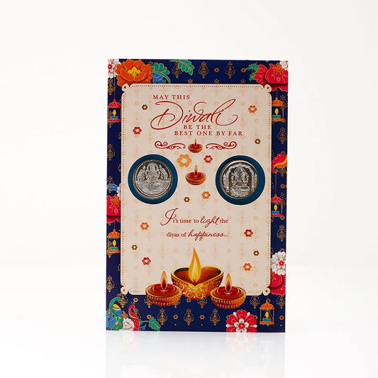 Diwali Aarti with Silver Coins Greeting Card