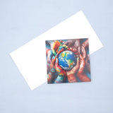 Pack of 50 Mehndi Hands Globe Greeting Card