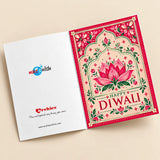 Personalized Happy Diwali Greeting Card with Pink Lotus & Arch Design