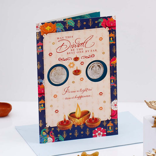 Auspicious Diwali Greeting Card with Diya and Dry Fruits