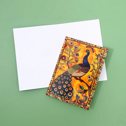 Pack of 50 Peacock Folk Art Greeting Card