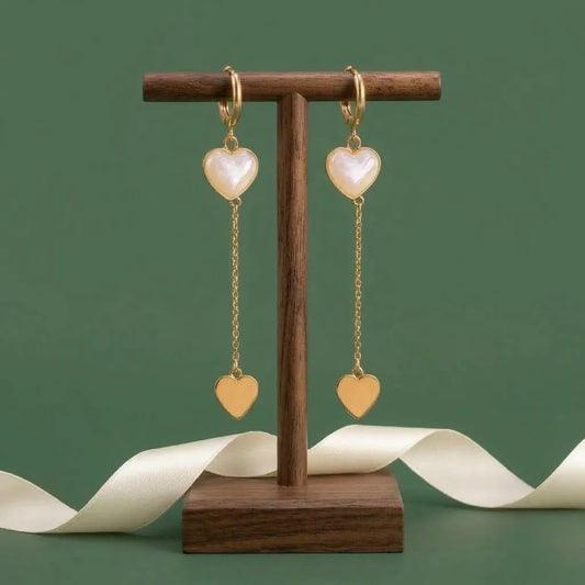 Opal Heart Chain Dangle Earrings | Stupid Cupid