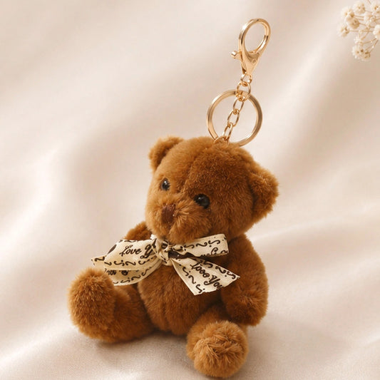 Dark Brown Teddy Bear Keychain With Perfume and Ferrero Rocher