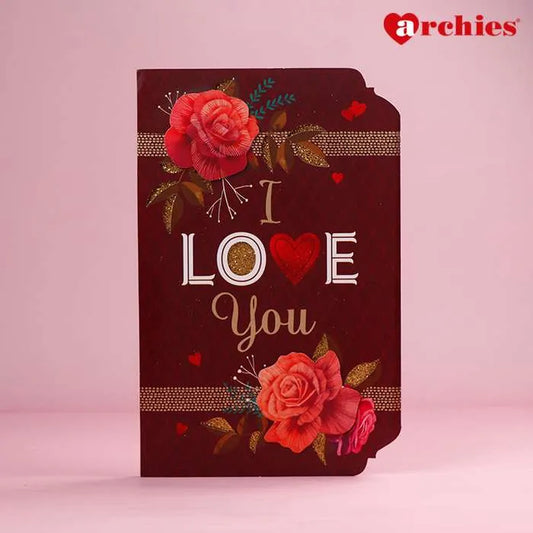 I Love You Glitter Romantic Greeting Card With Chocolates