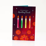 Pack Of 6 Sparkling Diwali with Candles Greeting Card