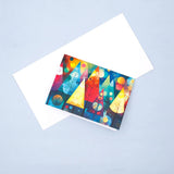 Pack of 50 Colourful Festive Trees Greeting Card