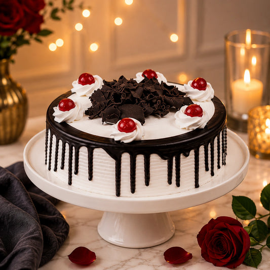 10 Red Roses With Black Forest Cake