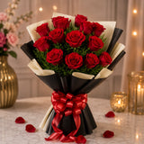 10 Red Roses With Black Forest Cake