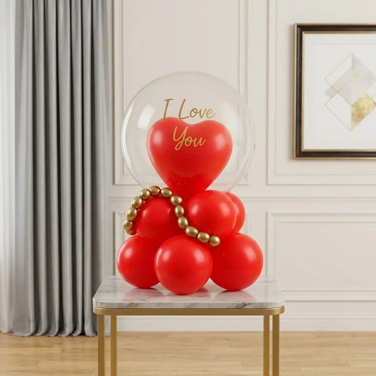 I Love You Red Heart Balloon Stack Decor