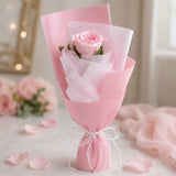 1 Baby Pink Roses With Chocolate Cream Cake