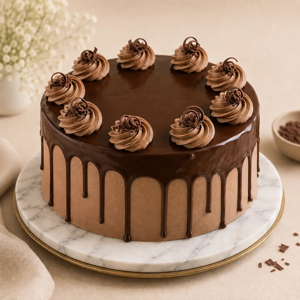 Glazed Chocolate Cream Drip Cake