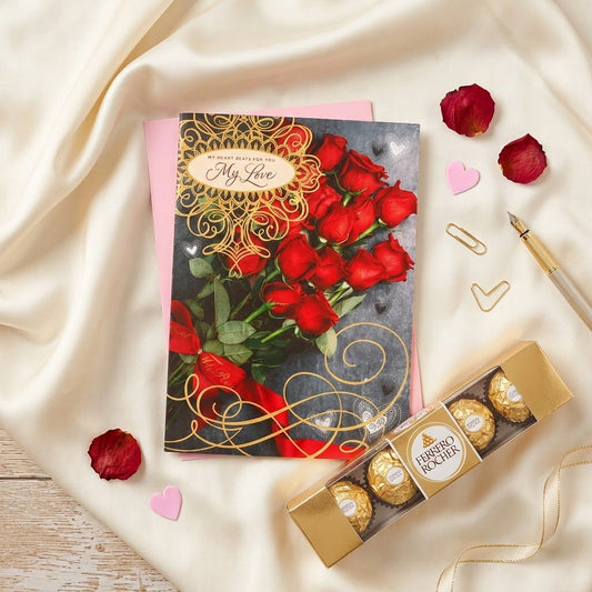 My Heart Beats For You Greeting Card With Chocolate