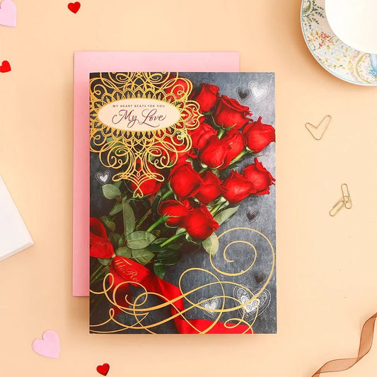 My Heart Beats For You Greeting Card With Chocolate
