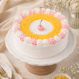 10 Aqua Pink Roses With Pineapple Cake