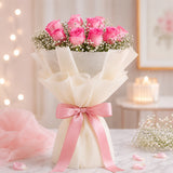10 Aqua Pink Roses With Pineapple Cake