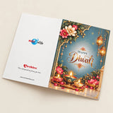 Personalized Diwali Greeting Card with Lanterns, Lotus & Diyas on Teal