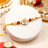 Gemstone Clover Charm Rakhi with Kaju Katli