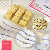 Ornate Rakhi with Soan Papdi & Cashew