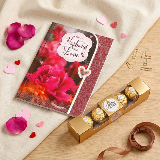 For My Husband With Love Greeting Card With Chocolate