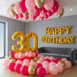 Pink & Gold Milestone Age Balloon Room Decor