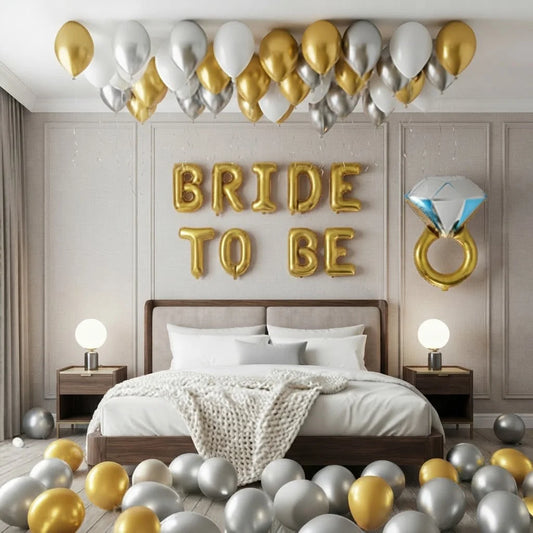 Bride To Be Gold & Silver Room Decor with Ring Foil