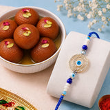 Evil Eye Concentric Circle Rakhi with Gulab Jamun