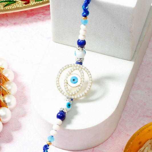 Evil Eye Concentric Circle Rakhi with Gulab Jamun
