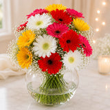4 Gerberas, Butterscotch Cake & Vase