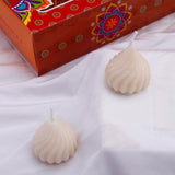 Ganesha Idol with Set of 2 Modak Diyas - White