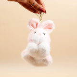 Fluffy Pink Bunny Rabbit Plush Keychain