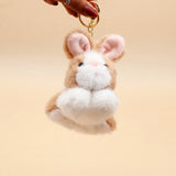 Fluffy Brown Bunny Rabbit Plush Keychain