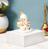 Ganesha Idol with Set of 2 Modak Diyas - White
