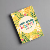 Happy Birthday Beautiful Floral Personalised Greeting Card