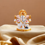 Ganesha Idol with Set of 2 Modak Diyas - Yellow
