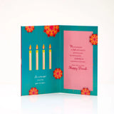 Pack Of 6 Sparkling Diwali with Candles Greeting Card