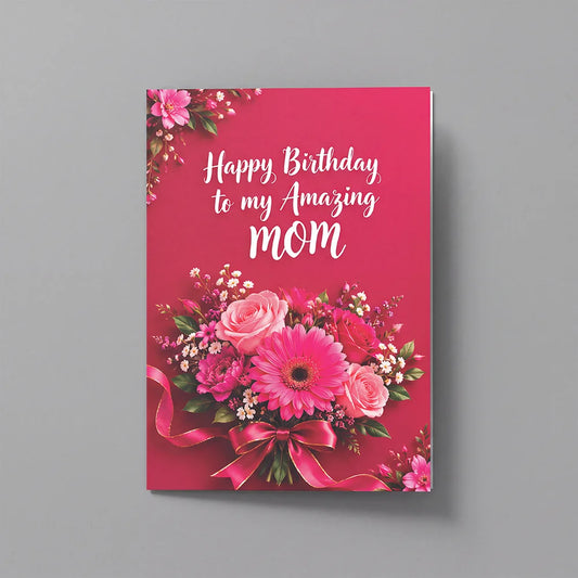 Happy Birthday Mom Floral Bouquet Personalised Greeting Card