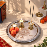 Om Shubh Laabh Silver Pooja Thali Set
