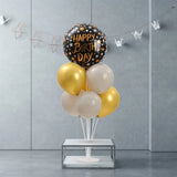 Gold & Silver Balloon Stand with Birthday Foil