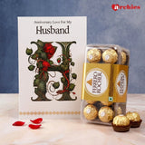 Anniversary Love For My Husband Card With Chocolate
