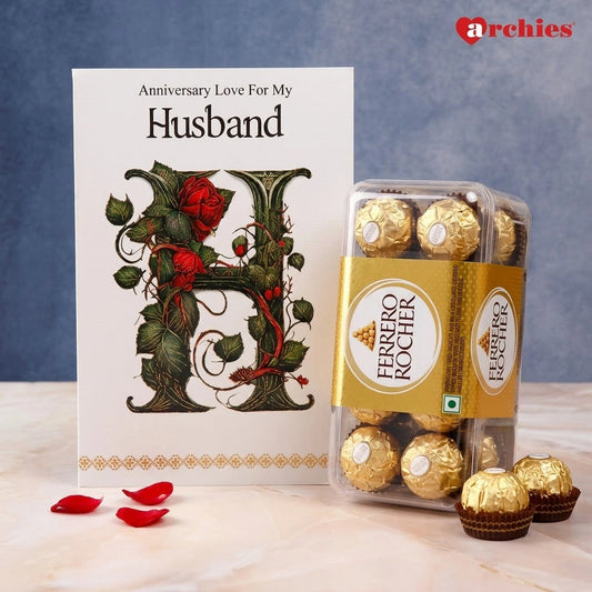 Anniversary Love For My Husband Card With Chocolate