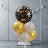 Gold & Silver Balloon Stand with Birthday Foil