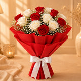12 Mixed Roses With Black Forest Cake