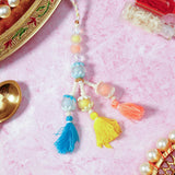 Pastel Beaded Yin-Yang Bhaiya Bhabhi Rakhi Set with Kaju Katli & Dry Fruits