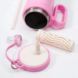Twinkle Cartoon Tumbler with Straw & Handle – Pink