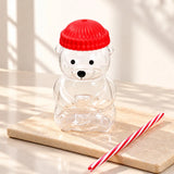 Bear Glass Sipper with Red Lid & Straw